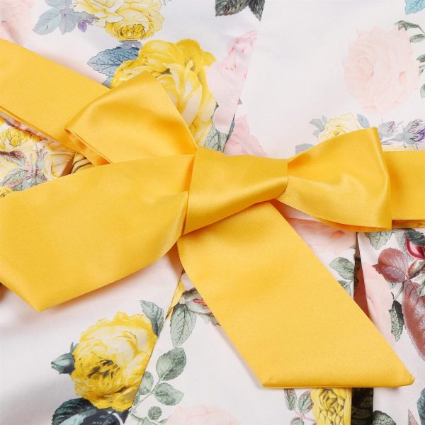 NSSMWTTC Princess Girls Party Pageant Event Dresses for Kids Christmas Day Easter Floral Printed Dress (2104 Yellow,140) - Image 6