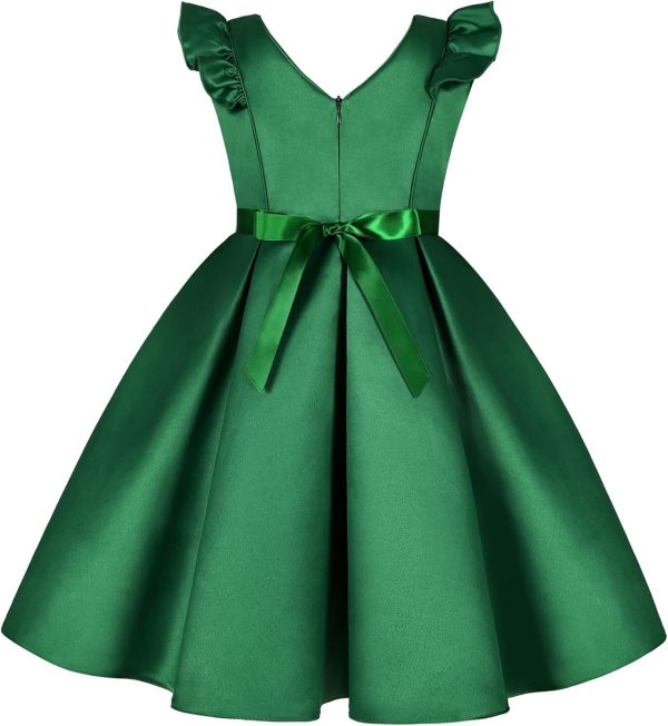 Princess Girls Event Dress Kid Birthday Party Independence Day Vintage Tutu Dresses Easter Frocks (1923 Green,120) 4-5T - Image 2