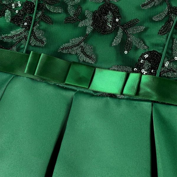 Princess Girls Event Dress Kid Birthday Party Independence Day Vintage Tutu Dresses Easter Frocks (1923 Green,120) 4-5T - Image 4