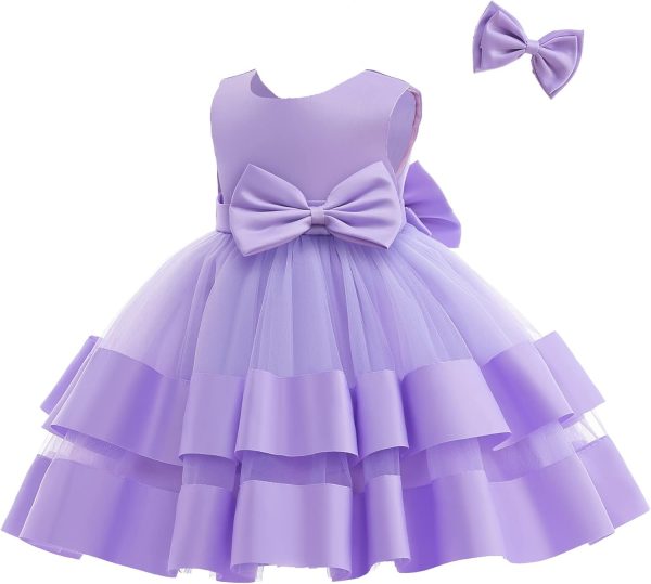 3M-6T Baby Girl Ruffle Lace Backless Pageant Dress Toddler Tutu Gown Flower Tulle Party Dresses - Image 2