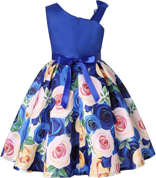 2-9T Flower Girls Floral Dresses Toddler Pageant Striped Dress - Image 2