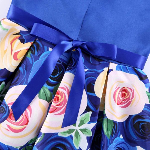 2-9T Flower Girls Floral Dresses Toddler Pageant Striped Dress - Image 4