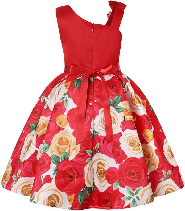 2-9T Flower Girls Floral Dresses Toddler Pageant Striped Dress - Image 6