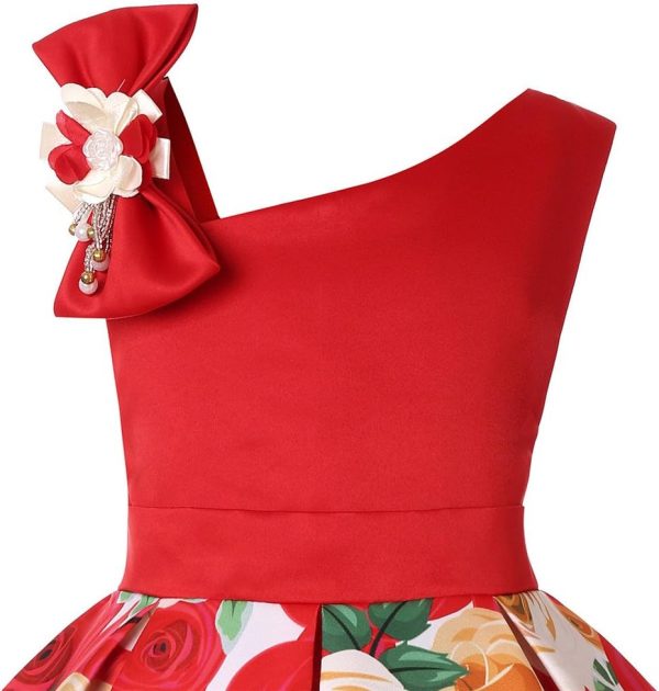 2-9T Flower Girls Floral Dresses Toddler Pageant Striped Dress - Image 7