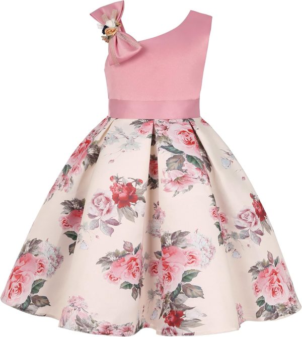 2-9T Flower Girls Floral Dresses Toddler Pageant Striped Dress - Image 9
