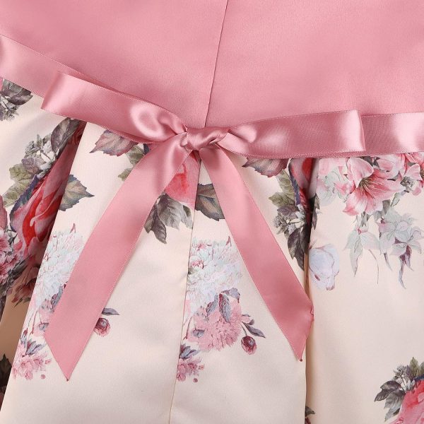 2-9T Flower Girls Floral Dresses Toddler Pageant Striped Dress - Image 14