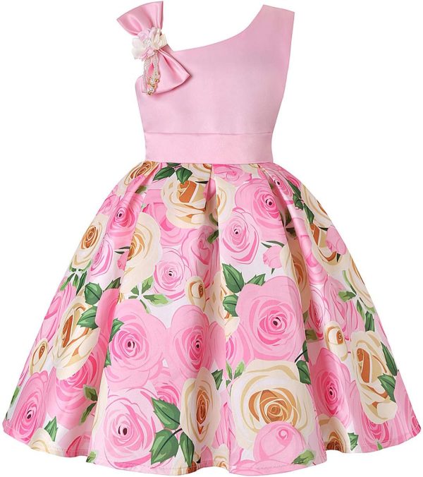2-9T Flower Girls Floral Dresses Toddler Pageant Striped Dress - Image 20