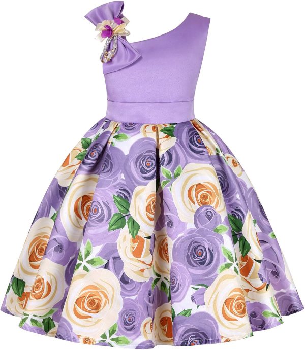 2-9T Flower Girls Floral Dresses Toddler Pageant Striped Dress - Image 24