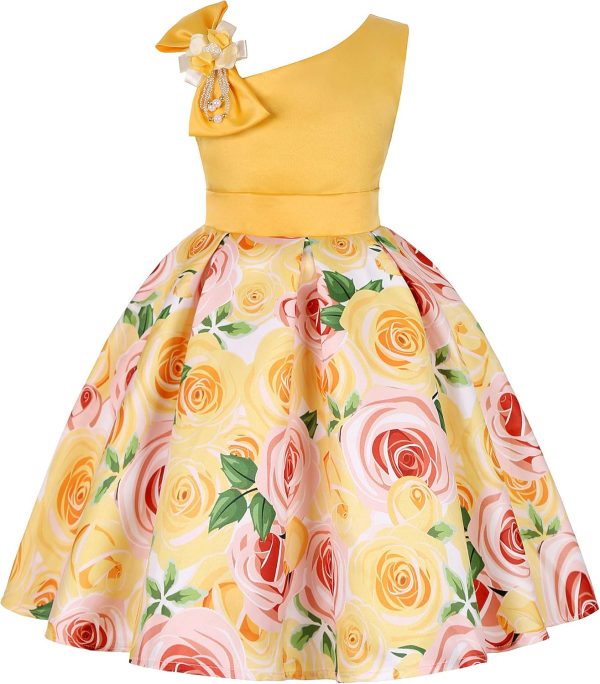 2-9T Flower Girls Floral Dresses Toddler Pageant Striped Dress - Image 27