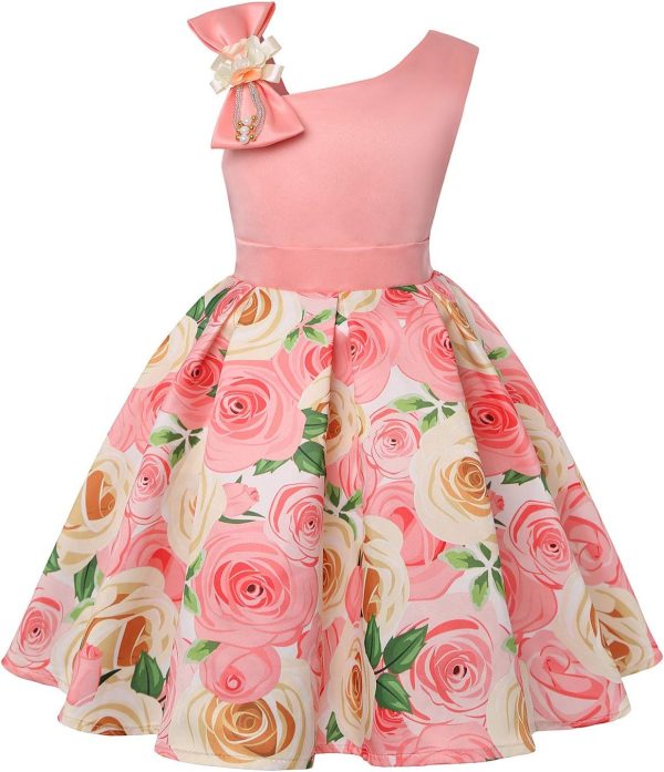 2-9T Flower Girls Floral Dresses Toddler Pageant Striped Dress - Image 30