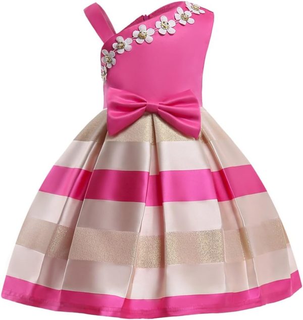 2-9T Flower Girls Floral Dresses Toddler Pageant Striped Dress - Image 32