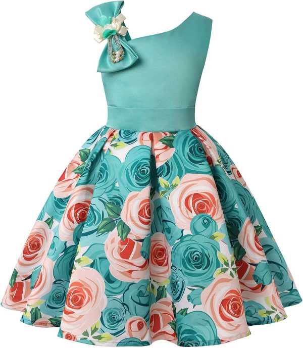 2-9T Flower Girls Floral Dresses Toddler Pageant Striped Dress - Image 36