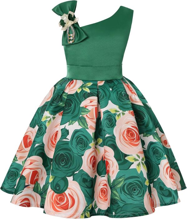 2-9T Flower Girls Floral Dresses Toddler Pageant Striped Dress - Image 38