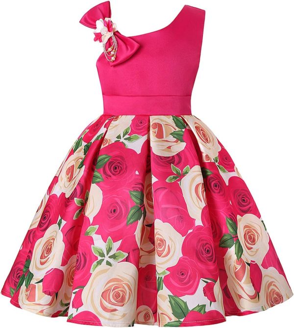 2-9T Flower Girls Floral Dresses Toddler Pageant Striped Dress - Image 42