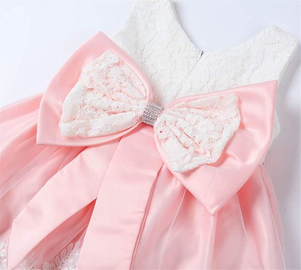 0-6T Toddler Girls Pageant Lace Dresses Baby Birthday Party Embroidery Dress with Headwear - Image 13