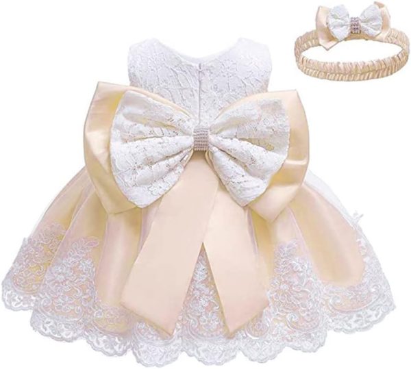 0-6T Toddler Girls Pageant Lace Dresses Baby Birthday Party Embroidery Dress with Headwear - Image 16