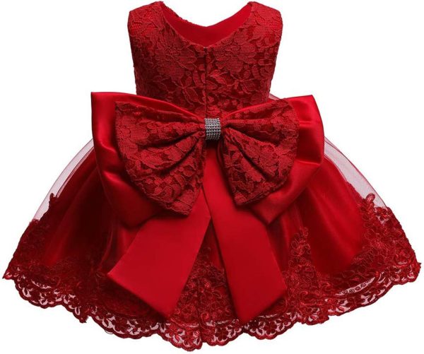0-6T Toddler Girls Pageant Lace Dresses Baby Birthday Party Embroidery Dress with Headwear - Image 26