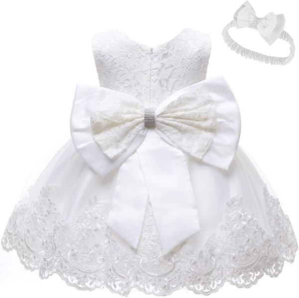 0-6T Toddler Girls Pageant Lace Dresses Baby Birthday Party Embroidery Dress with Headwear - Image 30