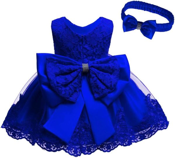 0-6T Toddler Girls Pageant Lace Dresses Baby Birthday Party Embroidery Dress with Headwear - Image 32