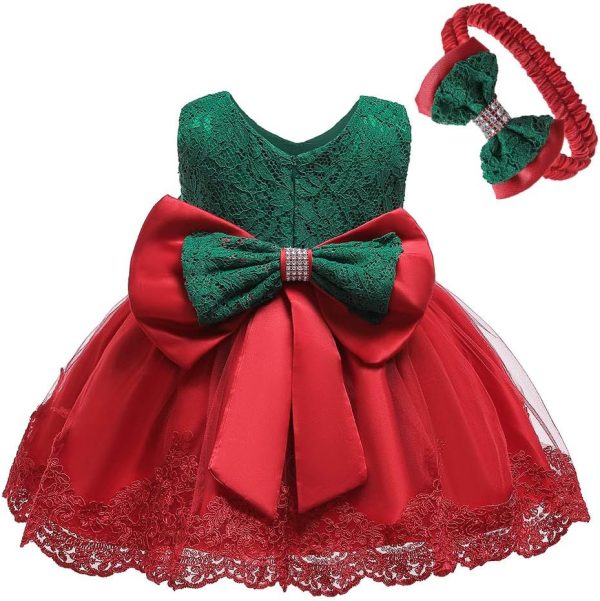 0-6T Toddler Girls Pageant Lace Dresses Baby Birthday Party Embroidery Dress with Headwear - Image 34