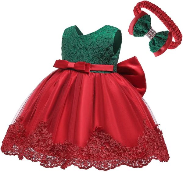 0-6T Toddler Girls Pageant Lace Dresses Baby Birthday Party Embroidery Dress with Headwear - Image 36
