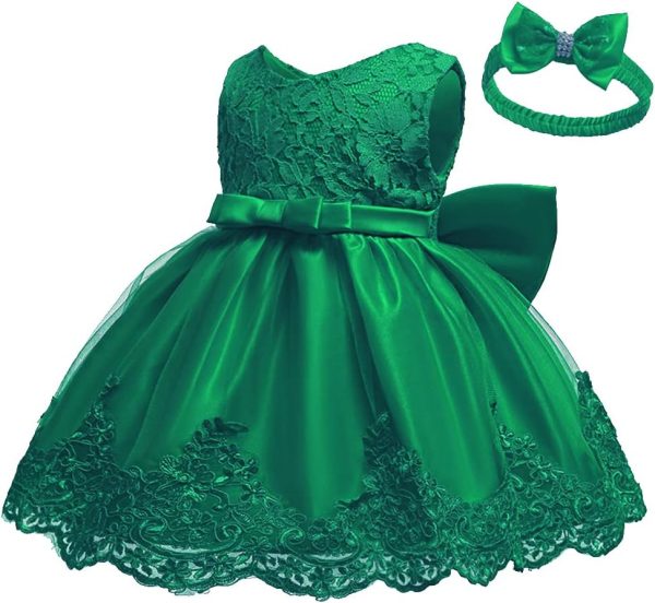 0-6T Toddler Girls Pageant Lace Dresses Baby Birthday Party Embroidery Dress with Headwear - Image 41