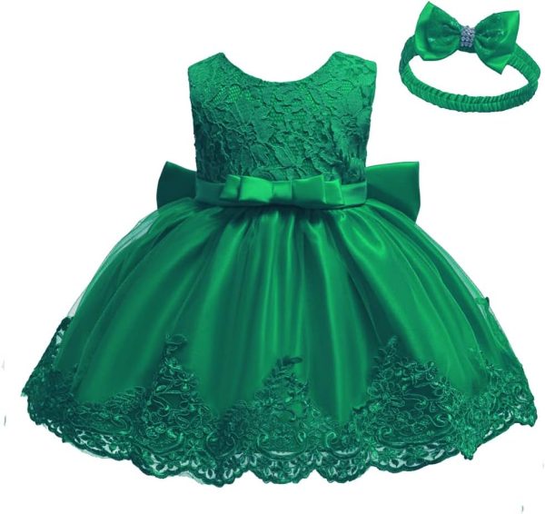 0-6T Toddler Girls Pageant Lace Dresses Baby Birthday Party Embroidery Dress with Headwear - Image 42