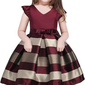 NSSMWTTC 2-10T Girls Striped Dresses Toddler Christmas Wedding Party Dress