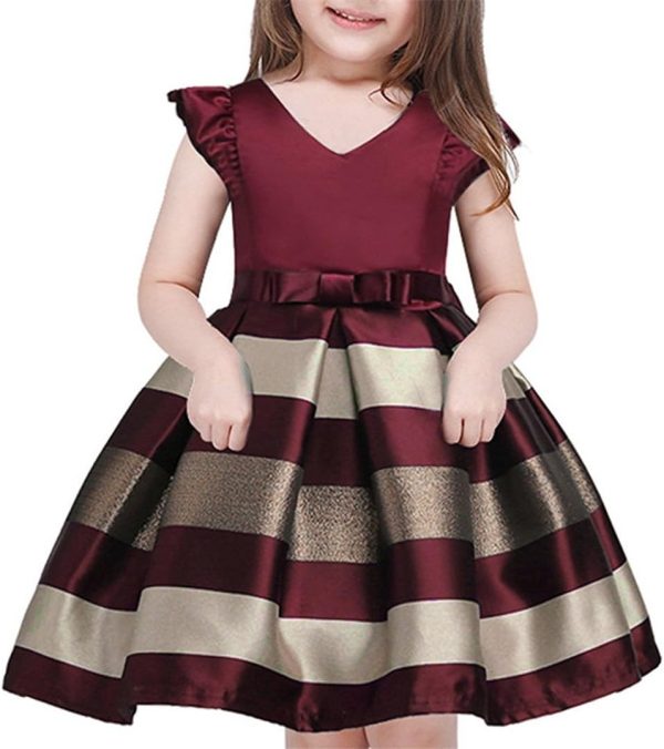 NSSMWTTC 2-10T Girls Striped Dresses Toddler Christmas Wedding Party Dress
