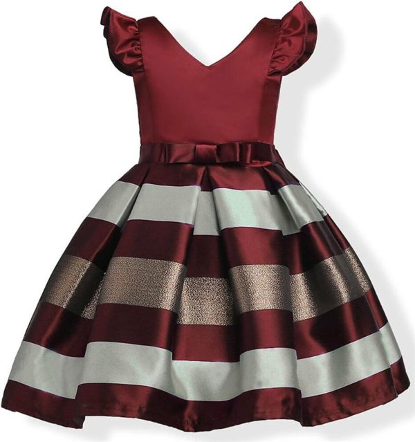 NSSMWTTC 2-10T Girls Striped Dresses Toddler Christmas Wedding Party Dress - Image 2