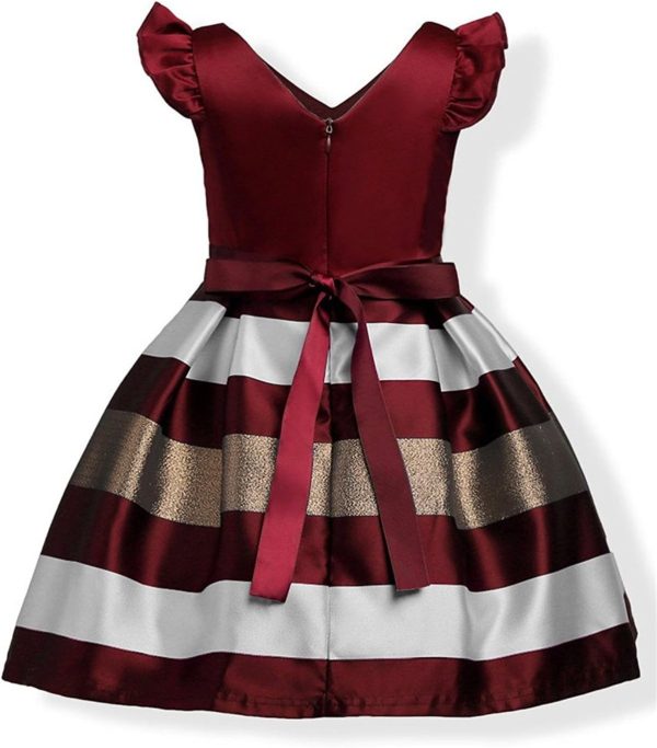 NSSMWTTC 2-10T Girls Striped Dresses Toddler Christmas Wedding Party Dress - Image 3