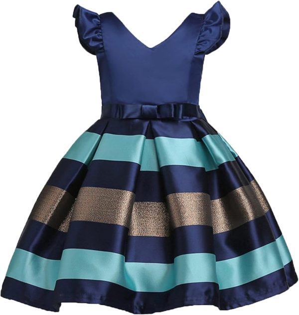 NSSMWTTC 2-10T Girls Striped Dresses Toddler Christmas Wedding Party Dress - Image 4