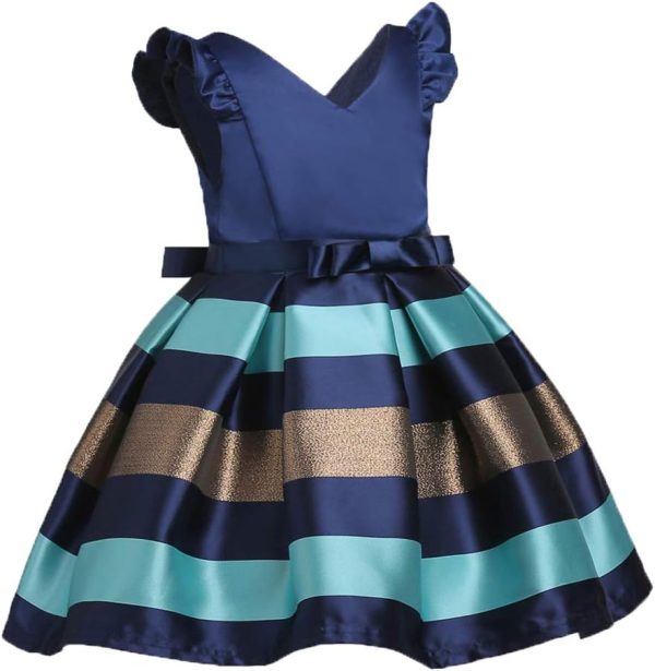 NSSMWTTC 2-10T Girls Striped Dresses Toddler Christmas Wedding Party Dress - Image 5