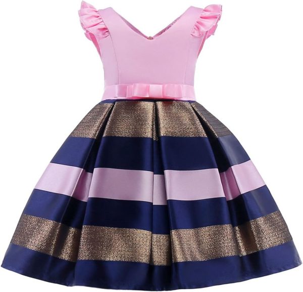 NSSMWTTC 2-10T Girls Striped Dresses Toddler Christmas Wedding Party Dress - Image 7