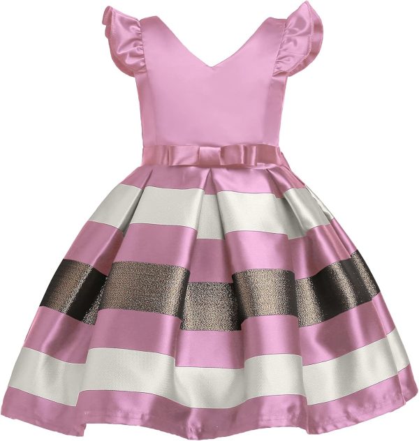 NSSMWTTC 2-10T Girls Striped Dresses Toddler Christmas Wedding Party Dress - Image 9