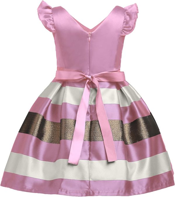 NSSMWTTC 2-10T Girls Striped Dresses Toddler Christmas Wedding Party Dress - Image 10