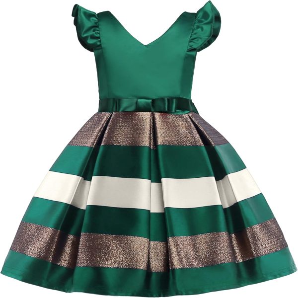 NSSMWTTC 2-10T Girls Striped Dresses Toddler Christmas Wedding Party Dress - Image 14
